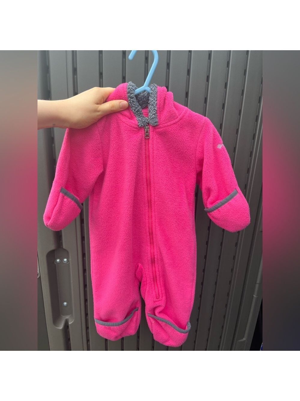 Columbia Fleece Bunting Suit in Pink and Gray